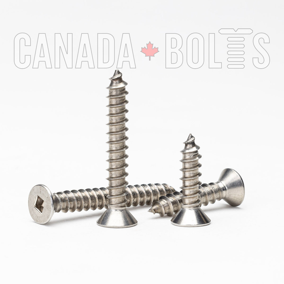 Imperial, Sheet Metal Screws, Square Drive Flat Head, Stainless Steel