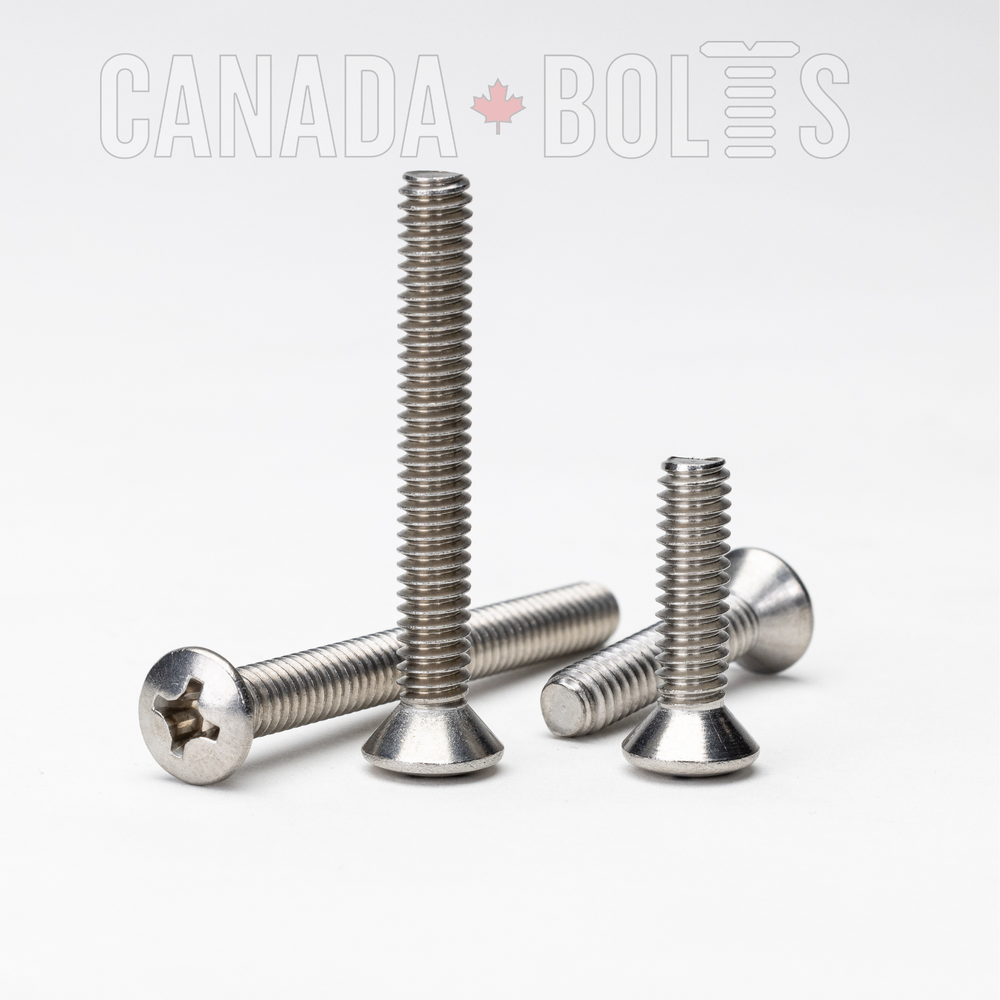 Imperial, Machine Screws, Phillips Oval Head, Stainless Steel, 1/4