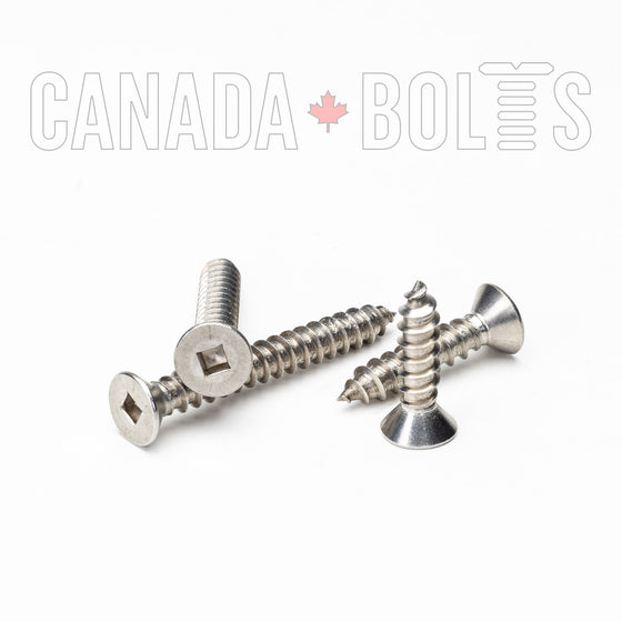 Imperial, Sheet Metal Screws, Square Drive Flat Head, Stainless Steel, #8 - IS1223-3631, IS1223-3611, IS1223-3613, IS1223-3615, IS1223-3617, IS1223-3619, IS1223-3621, IS1223-3623, IS1223-3625, IS1223-3627, IS1223-3629, Canada Bolts
