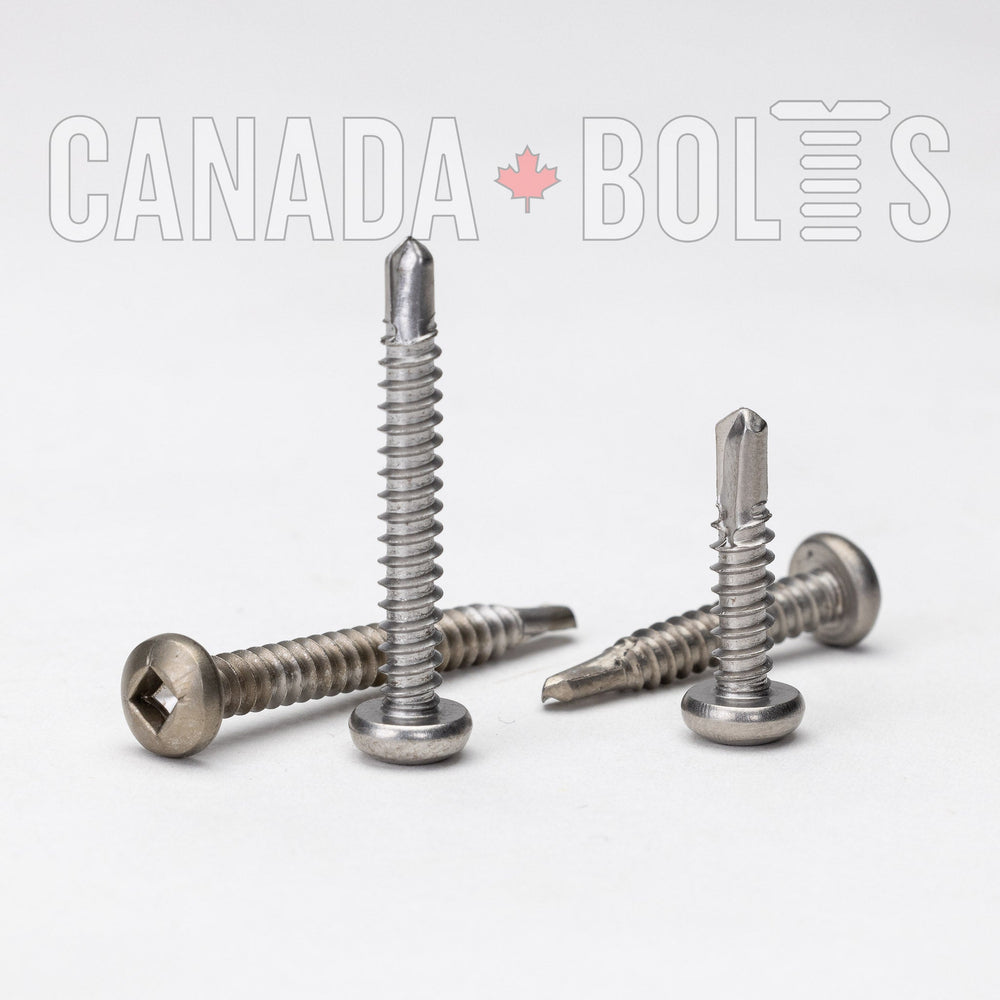 Imperial, Sheet Metal Screws, Square Drive Pan Head Self-Drilling, Stainless Steel, #10 - IS3022-3719,  IS3022-3713,  IS3022-3715,  IS3022-3717, Canada Bolts