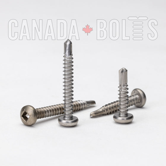 Imperial, Sheet Metal Screws, Square Drive Pan Head Self-Drilling, Stainless Steel, #10 - IS3022-3719 Canada Bolts