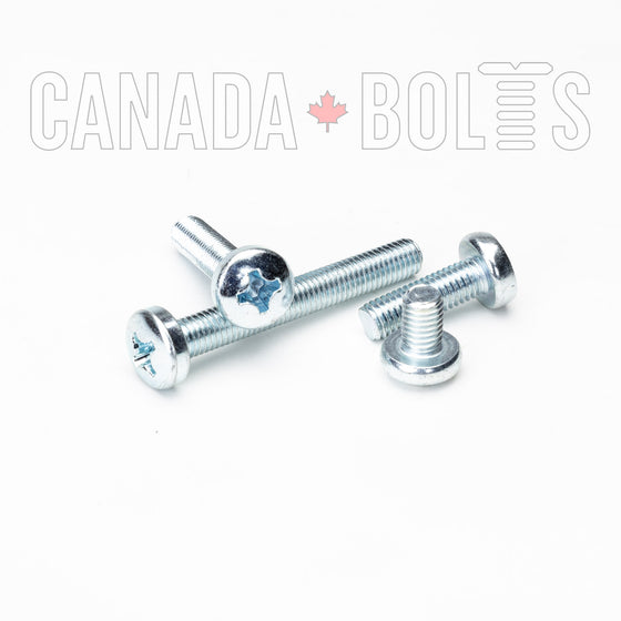 Metric, Machine Screws, Phillips Pan Head, Zinc Plated Steel, M4 - MZP111-4986 Canada Bolts