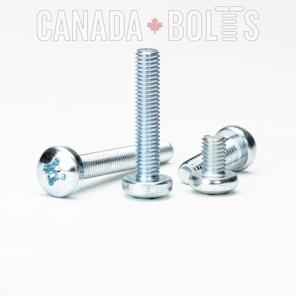 Metric, Machine Screws, Phillips Pan Head, Zinc Plated Steel, M5 - MZP111-5086, MZP111-5071, MZP111-5072, MZP111-5073, MZP111-5074, MZP111-5075, MZP111-5076, MZP111-5077, MZP111-5079, MZP111-5080, MZP111-5081, MZP111-5082, MZP111-5083, MZP111-5084, Canada Bolts