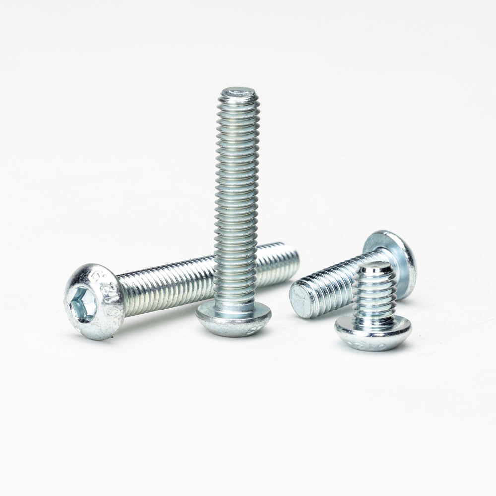Metric, Machine Screws, Button Head, Zinc Plated Steel, M4