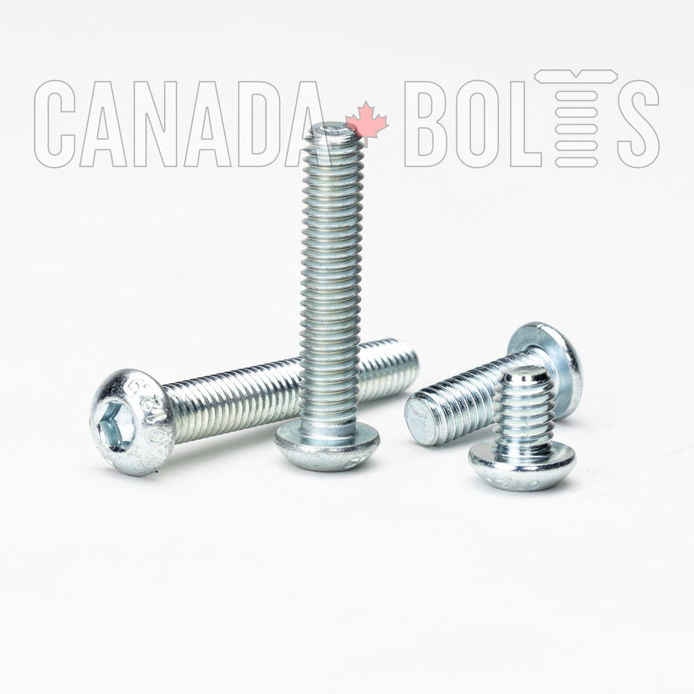 Metric, Machine Screws, Button Head, Zinc Plated Steel, M4 - MZP135-4980, MZP135-4971, MZP135-4972, MZP135-4973, MZP135-4974, MZP135-4975,MZP135-4977, MZP135-4979, Canada Bolts