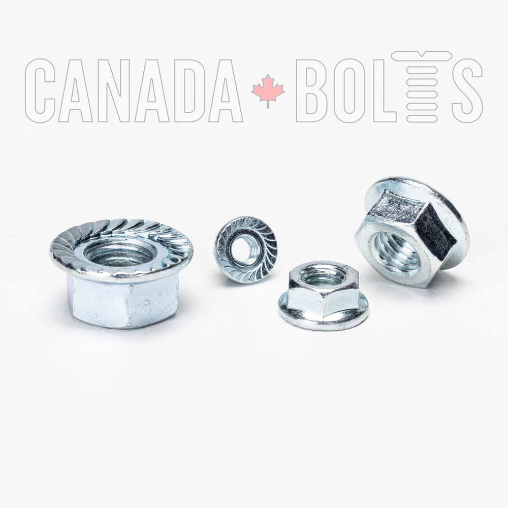 Metric, Flange Nuts Serrated, Zinc Plated Steel - MZP844, MZP837, MZP839, MZP840, MZP841, MZP843, Canada Bolts