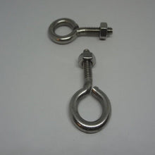  Eye Bolts, W/Nuts, Stainless Steel, 1/4"-20X2"