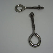  Eye Bolts, W/Nuts, Stainless Steel, 1/4"-20X3"