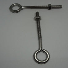  Eye Bolts, W/Nuts, Stainless Steel, 1/4"-20X4"