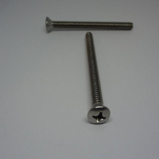 Machine Screws, Phillips Oval Head, Stainless Steel, 1/4"-20X3"