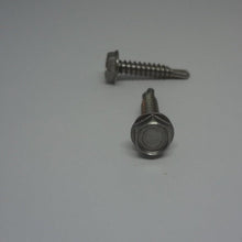 Sheet Metal Screws, Hex Washer Head Self Drilling, Stainless Steel, #10X1"