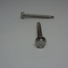  Sheet Metal Screws, Hex Washer Head Self Drilling, Stainless Steel, #8X1 1/2"