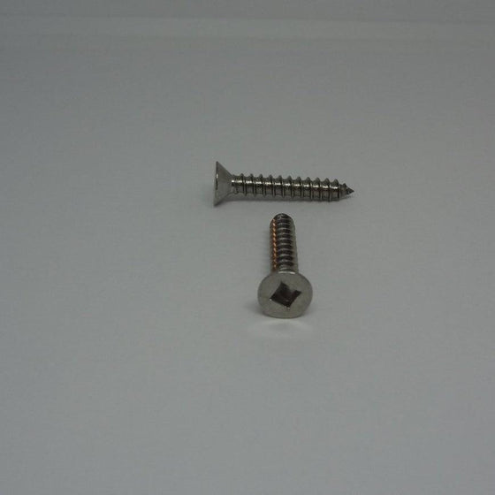 Sheet Metal Screws, Square Drive Flat Head, Stainless Steel, #8X1"