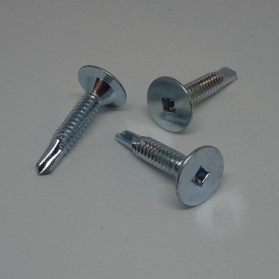 Sheet Metal Screws, Square Drive Wafer Head Self Drilling, Zinc Plated, #12-24X4"